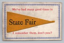 Postcard Felt Pennant State Fair 1913 Written on Back picture