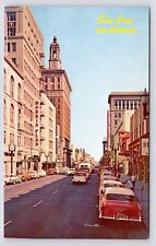 c1950s First Street Santa Clara Ave Cars Stores San Jose California CA Postcard picture