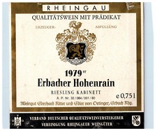 1970's-80's Erbader Hohenrain Riesling Kabinett German Wine Label Original S30E picture