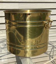 Brass Pot Ridged With Handles Large 11.5