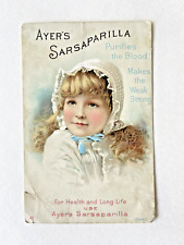 1880s Antique AYER'S SARSAPARILLA Victorian Trade/Advertising Card Pretty Girl picture