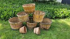 Lot Of 8 Wooden Apple Orchard Bushel Baskets Vintage Primitive Handles picture
