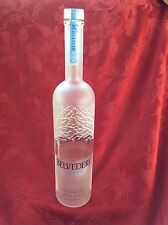 FLAWLESS Empty Belvedere 750ML Glass VODKA BOTTLE White Tree Frosted Design VASE picture