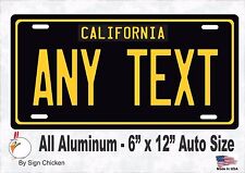 California Black, Personalized Custom License Plate with border AUTO SIZE 6 x 12 picture