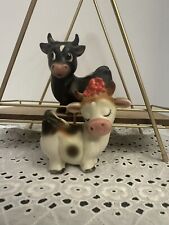 Vintage Anthropomorphic Mcm Kitschy Cow And Bull Salt and Pepper Shakers Lefton picture