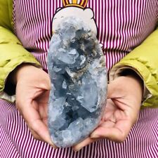 2.55LB Natural Beautiful Blue Celestite Crystal Geode Cave Mineral Specimen 263 picture