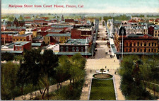 1910. FRESNO, CALIF. FROM COURT HOUSE, MARIPOSA ST . POSTCARD XZ23 picture