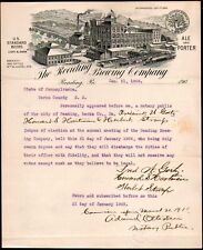 1908 Pennsylvania - Reading Brewery Co - Rare Letter Head Bill picture