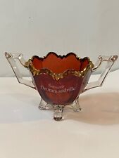 Souvenir Glass Footed Sugar Bowl with Ruby Flashing Drummondville (Canada)~ SV97 picture