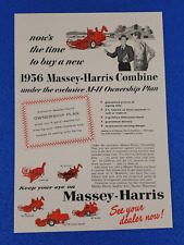 1956 MASSEY-HARRIS COMBINE ORIGINAL COLOR PRINT AD HEARTLAND OF AMERICA CLASSIC picture
