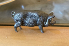 Nice Vintage Realistic Metal Die Cast Pig Wild Boar~Pewter?~1½