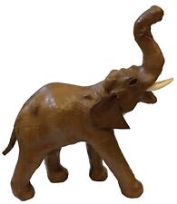 Vintage Large Elephant in Brown Leather, 1960s Hard To Find 14” tail To Trunk picture
