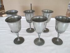 6 Vintage White brand Pewter Goblets picture
