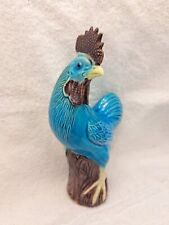  Vintage Chinese Export Turquoise Glazed Porcelain Rooster Stamped Signature  picture