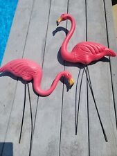Vintage Don Featherstone Pink Flamingo Blow Molds 14” W/metal Legs, 2 Total 1996 picture