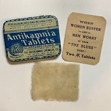 Scarce 1920's-30's ANTIKAMNIA TABLETS TIN w/INSERT antique vtg pain medicine picture
