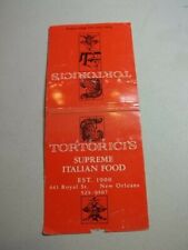Matchbook Cover Tortoricis Italian Food 441 Royal St New Orleans LA  #250 picture