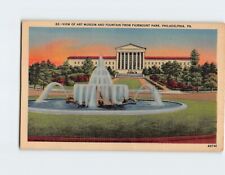 Postcard View of Art Museum & Fountain from Fairmount Park Philadelphia PA picture