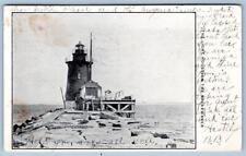1906 REHOBOTH BEACH DEL BREAKWATER LIGHTHOUSE HORN'S PAVILION SOUVENIR POSTCARD picture