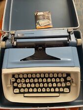 1960’s Royal Safari Vintage Portable Typewriter Working Case Baby Blue & Key picture