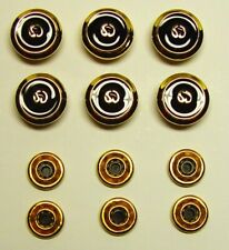 ST JOHN REPLACEMENT BUTTONS 6 ENAMELED BLACK/GOLD  PIERCE-THRU SNAP CLOSURES picture