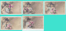 Lot 5 CPA Fantasy Woman To Bouquet de Fleurs ca1903 picture