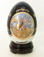  1 pc Gold and Blue Theme Porcelain Ceramic Egg Statue in Peacock Graphic Design picture