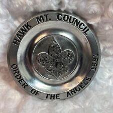 Vintage 1981 Boy Scout Pewtarex Hawk MT. Council Order Of The Angels Pin Tray picture