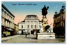 Szeged Hungary Postcard Klauzal Ter Es Kossuth Statue c1910 Antique Posted picture
