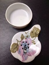 Vintage Ew Japan Porcelain Tea Strainer With Under Cup Drop Bowl Flower Floral  picture