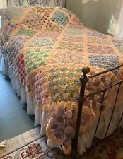 Exceptional Vintage Yo Yo Quilt Great Colors Full Queen 96” X 94” picture