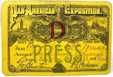 Antique 1901 Pan American Exposition Press Pass Chicago Record Herald Newspaper picture