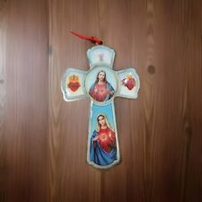 Crucifix Wall Cross Sacred Heart of Jesus And Heart Mary Scagrado Corazon Jesus  picture