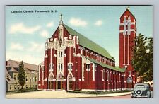 Portsmouth NH-New Hampshire, Catholic Church, Religion, Vintage Postcard picture