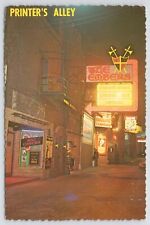 Nashville Tennessee~Printers Alley @ Night~Neon Sign~Plastichrome~Continental PC picture