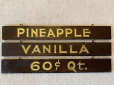 1940s SODA FOUNTAIN GOLD LEAF HAND PAINTED WOOD WOODEN ICE CREAM SIGNS 12/1.5