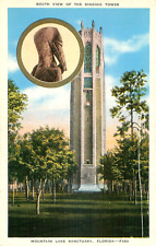 South View Singing Tower Mountain Lake Sanctuary Florida Vintage Linen Postcard picture