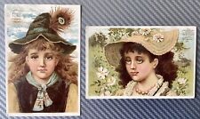 2 Victorian Trade Cards, Mme Demorest’s Reliable Patterns-Sad Eyed Country Girls picture