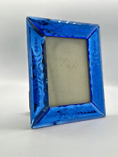 Art Deco Colbalt Glass Floral Etched Picture Frame picture
