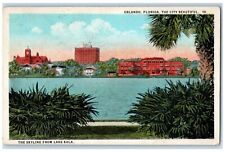 1925 Beautiful City Skyline Lake Eola Orlando Florida FL Posted Vintage Postcard picture
