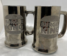 Vtg Set of 2 Burger King Chrome Glass Stein Mugs 5 1/2