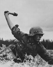 German Soldier throwing Stick Grenade in Russia 8x10 WWII WW2 Photo Picture 232 picture