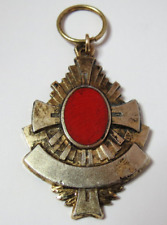 ANTIQUE MEDAL BLACKINTON WITH RED STONE FOB PENDANT.. picture
