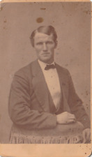 1870s Dapper Man Bow Tie Boston Massachusetts Mass Antique CDV Photo picture