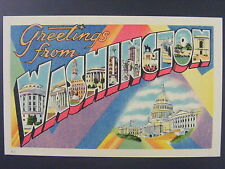 Greetings From Washington DC Large Letter Linen Postcard 1940s-50s Vintage picture