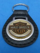 Vintage Harley-Davidson genuine grain leather keyring key fob keychain Old Stock picture