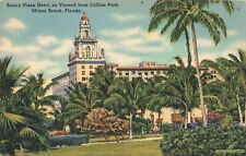 Miami Beach FL Florida, Roney Plaza Hotel from Collins Park, Vintage Postcard picture