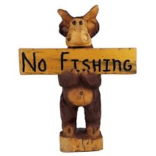 Chainsaw Carved Wood Moose Statue Sculpture Holding Sign Lodge Cabin Like A Bear picture