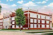 Vintage Linen Postcard West High School Building Grounds Waterloo Iowa IA picture