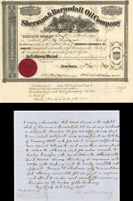 Sherman and Barndall Oil Co. - 1864 or 1865 dated Stock Certificate - Oil Stocks picture